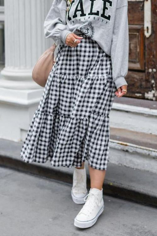 Plaid Maxi Skirts - Fashionpara