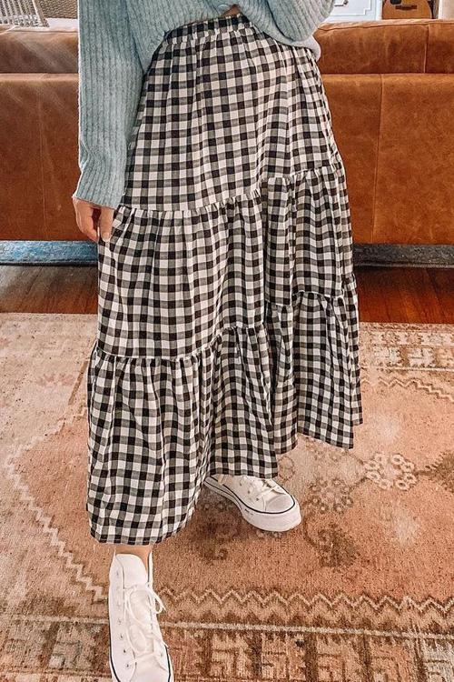 Plaid Maxi Skirts - Fashionpara