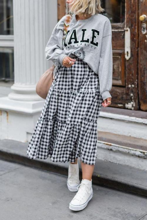 Plaid Maxi Skirts - Fashionpara