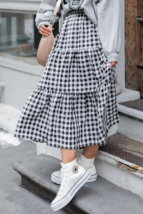 Plaid Maxi Skirts - Fashionpara