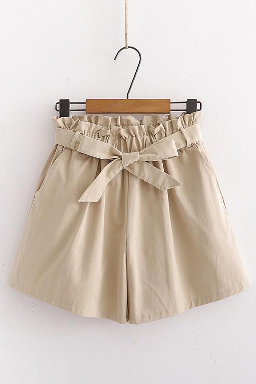 Bow Tie Elastic Waist Shorts - Fashionpara