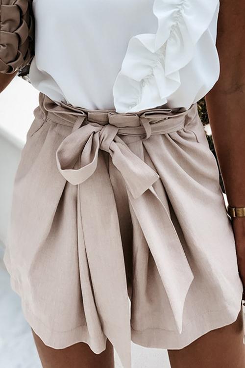 Bow Tie Elastic Waist Shorts - Fashionpara