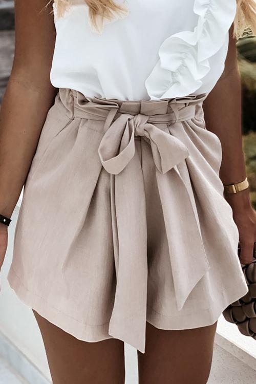 Bow Tie Elastic Waist Shorts - Fashionpara