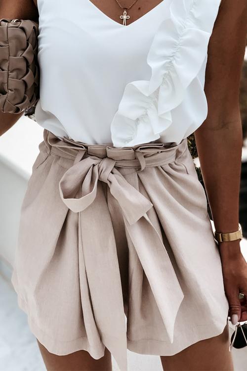 Bow Tie Elastic Waist Shorts - Fashionpara