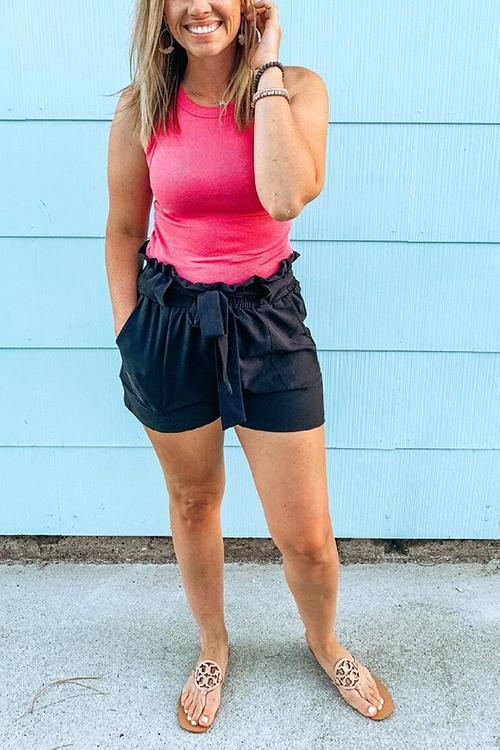 Bow Tie Elastic Waist Shorts - Fashionpara