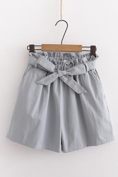 Bow Tie Elastic Waist Shorts - Fashionpara
