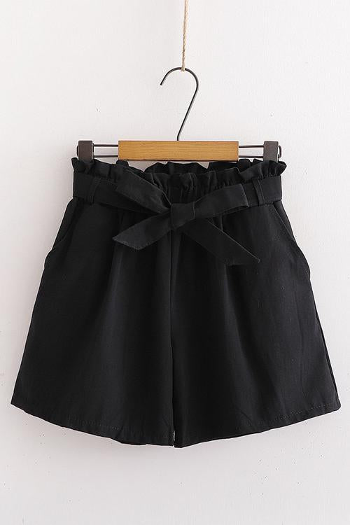 Bow Tie Elastic Waist Shorts - Fashionpara