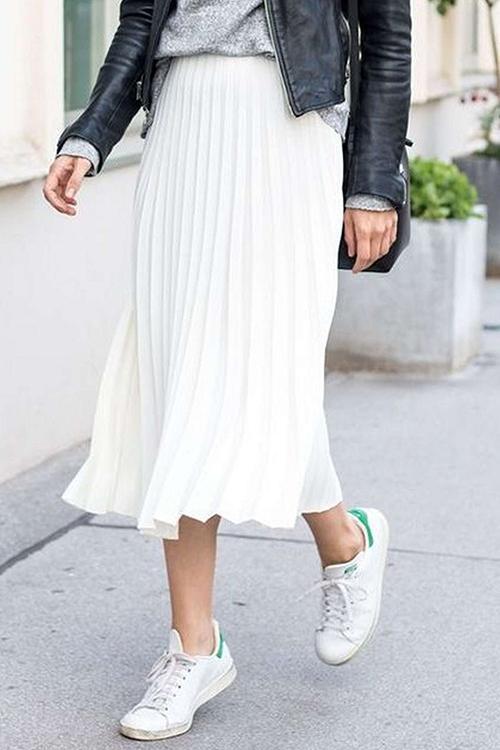 Metallic Pleated Maxi Skirts - Fashionpara