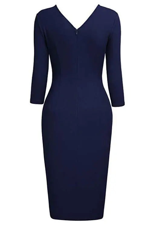 V Neck Seven Sleeves Dress - Fashionpara