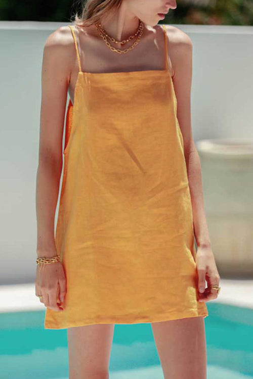 Minimalism Linen Slip Mini Dress - Fashionpara