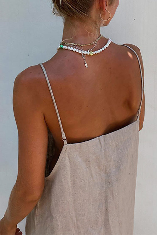 Minimalism Linen Slip Mini Dress - Fashionpara