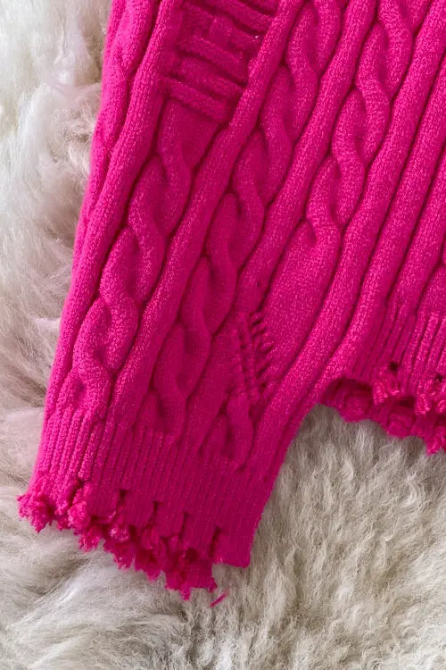 Irregular Raw Eage Sweater Mini Dress - Fashionpara