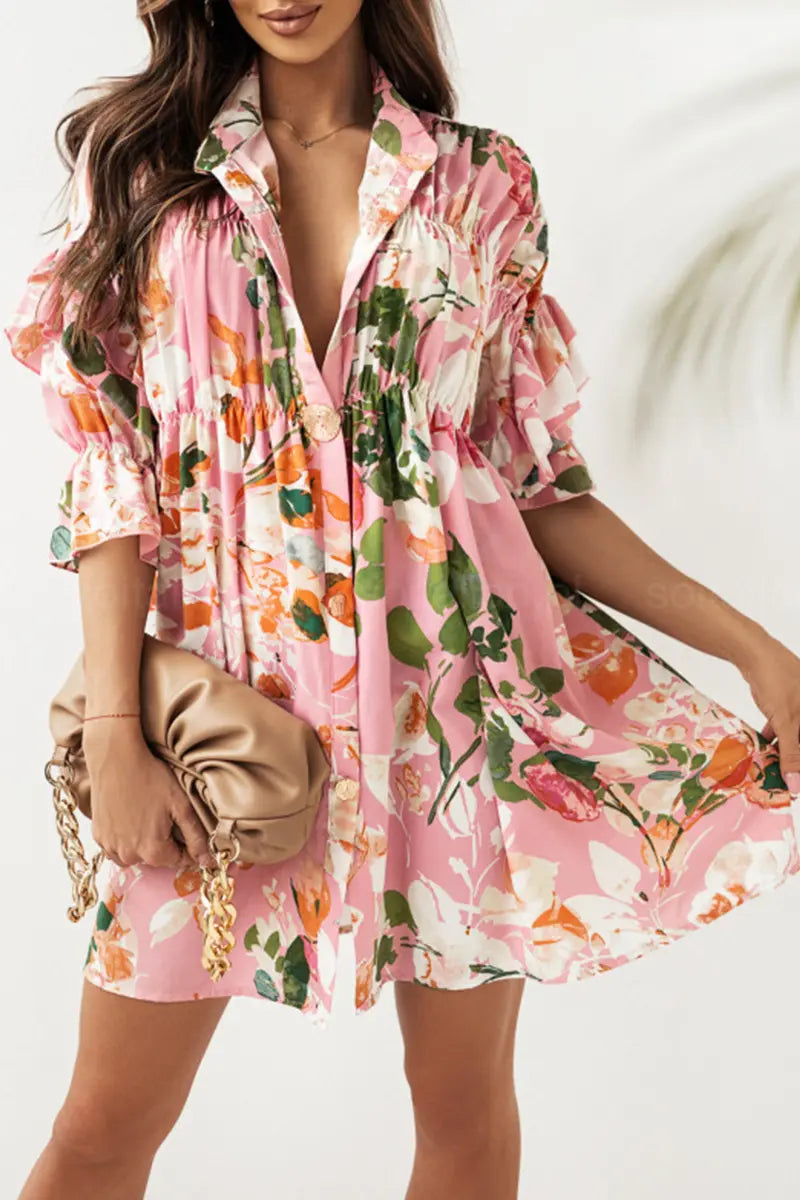 Something Sweet Floral Shirt Dress - Fashionpara