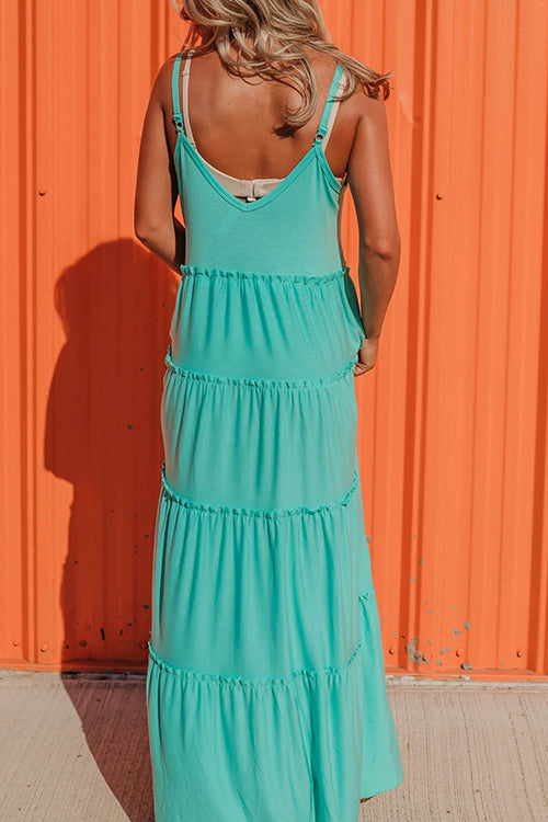 Tiered Pockets Slip Maxi Dress - Fashionpara