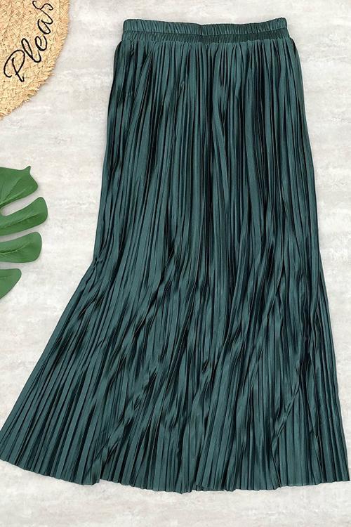 Metallic Pleated Maxi Skirts Fashionpara