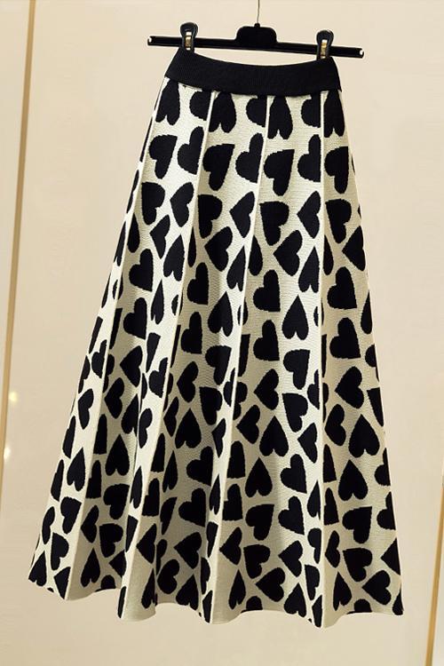 Full Of Love A-Line Knit Midi Skirt - Fashionpara