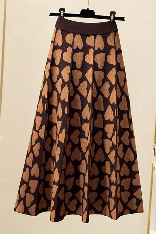 Full Of Love A-Line Knit Midi Skirt - Fashionpara