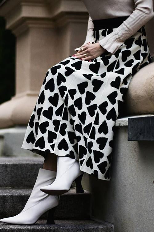 Full Of Love A-Line Knit Midi Skirt - Fashionpara