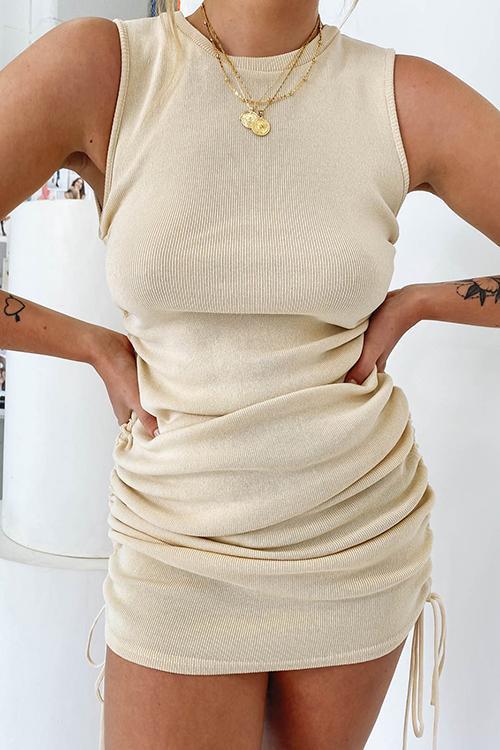 Drawstring Sleeveless Mini Dress - Fashionpara