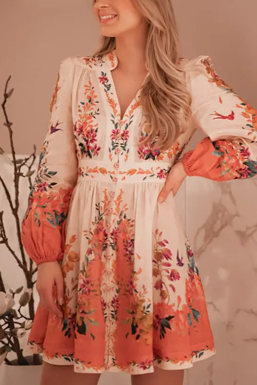 Much Respect Printed Button Mini Dress - Fashionpara