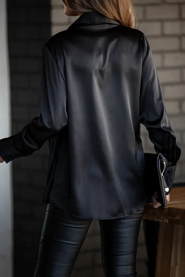 Satin Collared Drape Blouse - Fashionpara