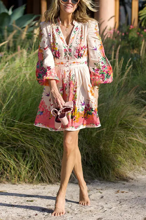 Much Respect Printed Button Mini Dress - Fashionpara