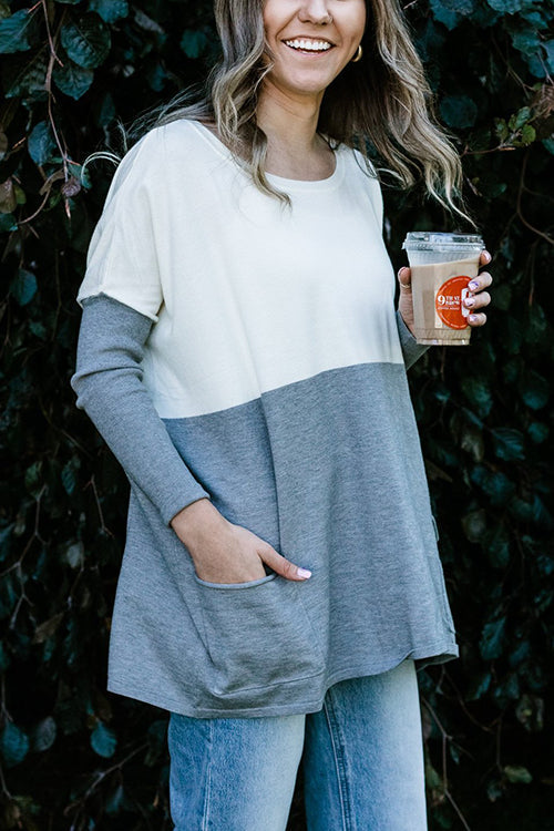 Get Comfortable Double Pocket Sweater - Fashionpara