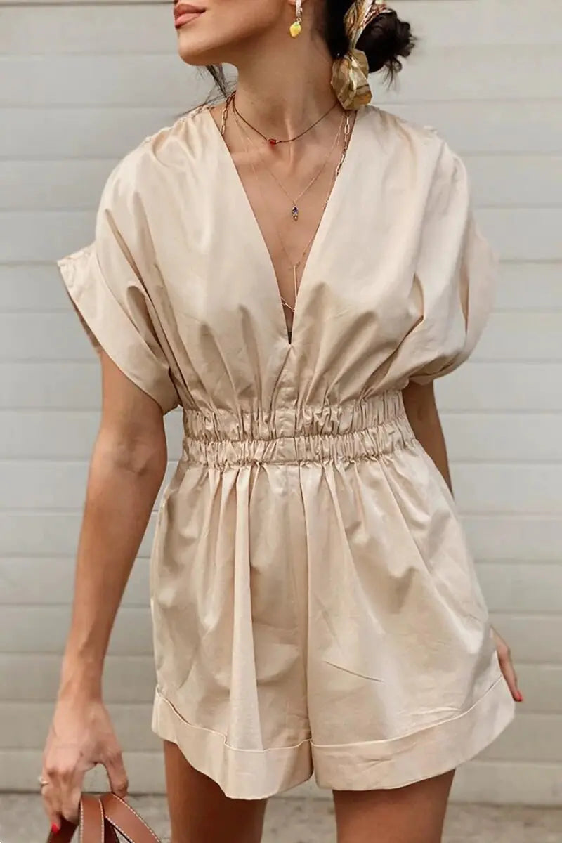 Any Occasion V Neck Bat Romper - Fashionpara