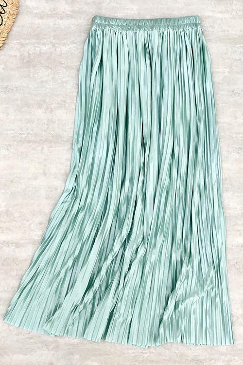 Metallic Pleated Maxi Skirts Fashionpara