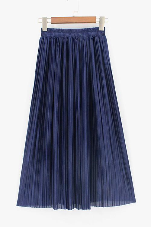 Metallic Pleated Maxi Skirts Fashionpara