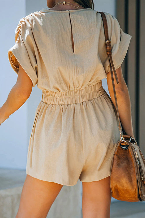 Any Occasion V Neck Bat Romper - Fashionpara