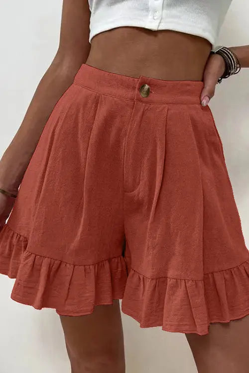 Button Flutter Hem Shorts - Fashionpara
