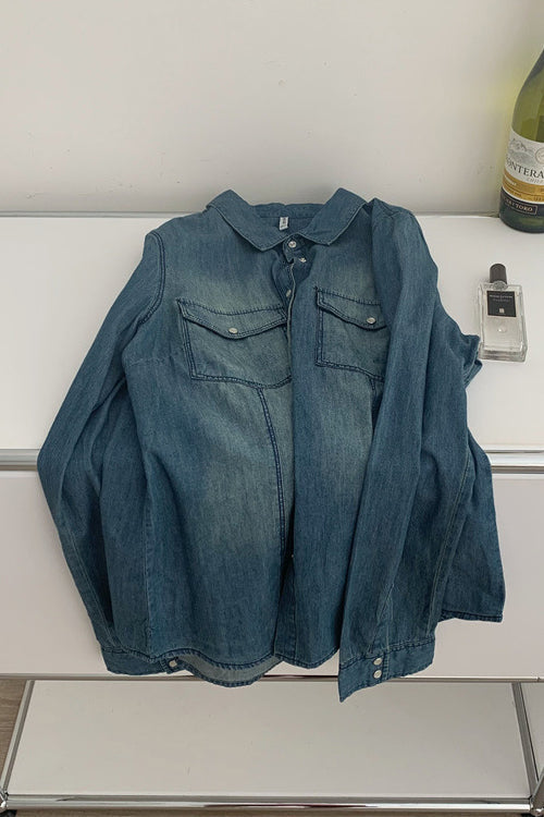 Retro Western Denim Shirt - Fashionpara