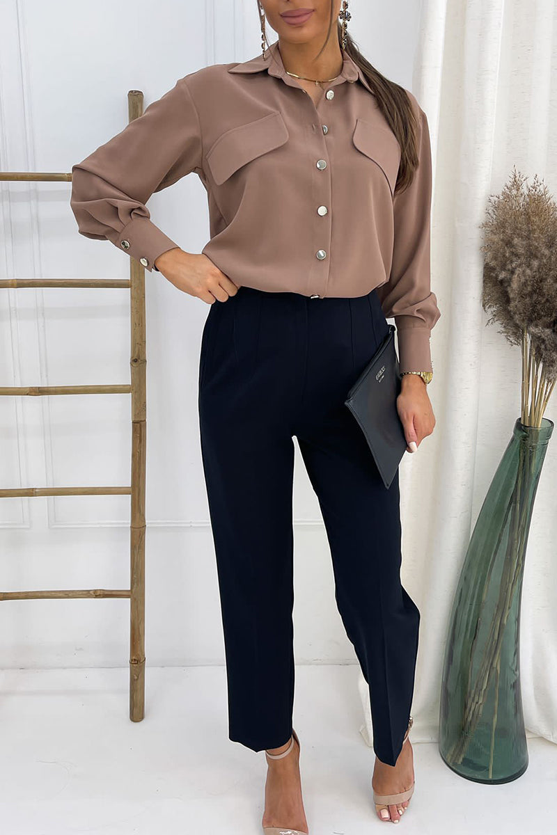 Drop Shoulder Button Shirt - Fashionpara