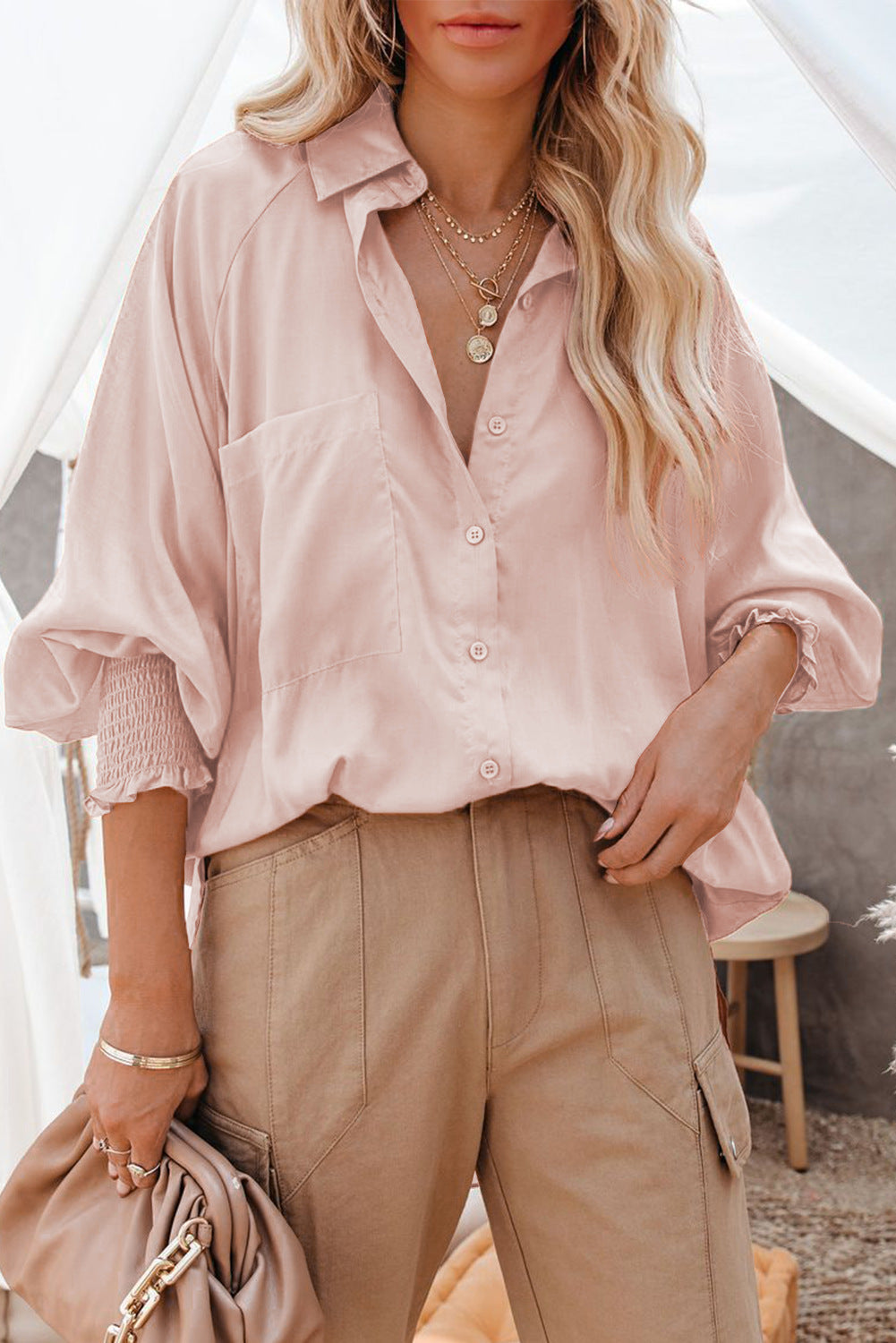 Make A Move Button Pockets Shirt - Fashionpara