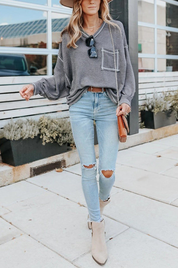 Finally Friday Waffle Knit Top - Fashionpara