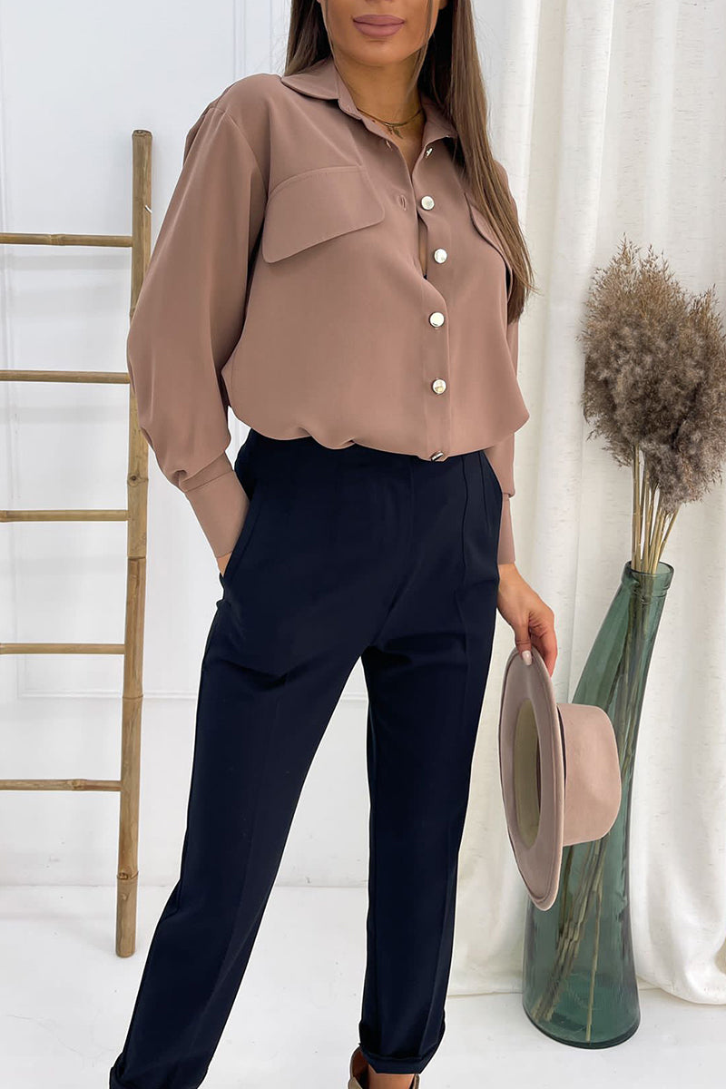 Drop Shoulder Button Shirt - Fashionpara