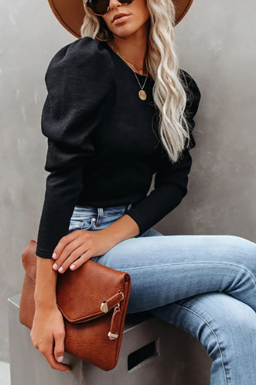 Balloon Sleeve Knit Jumper - Fashionpara