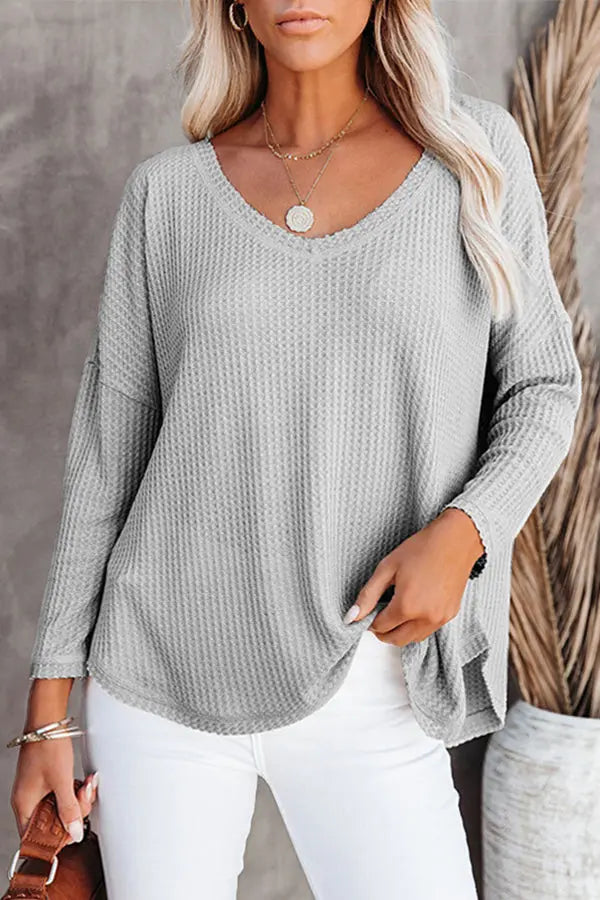 Between Us Thermal Waffle Knit Top - Fashionpara