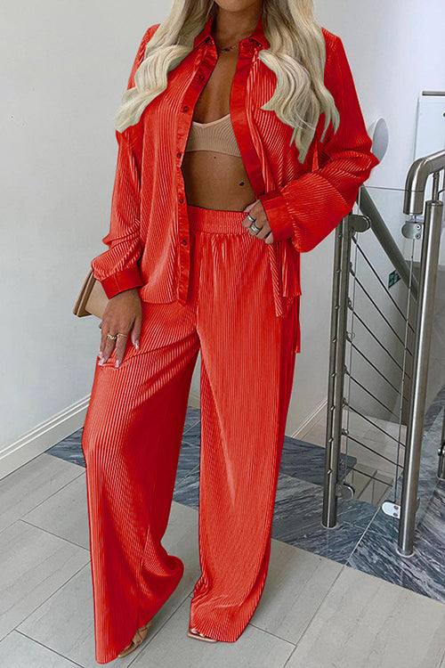 Pleated Oversized Shirt and Trouser Set - Fashionpara