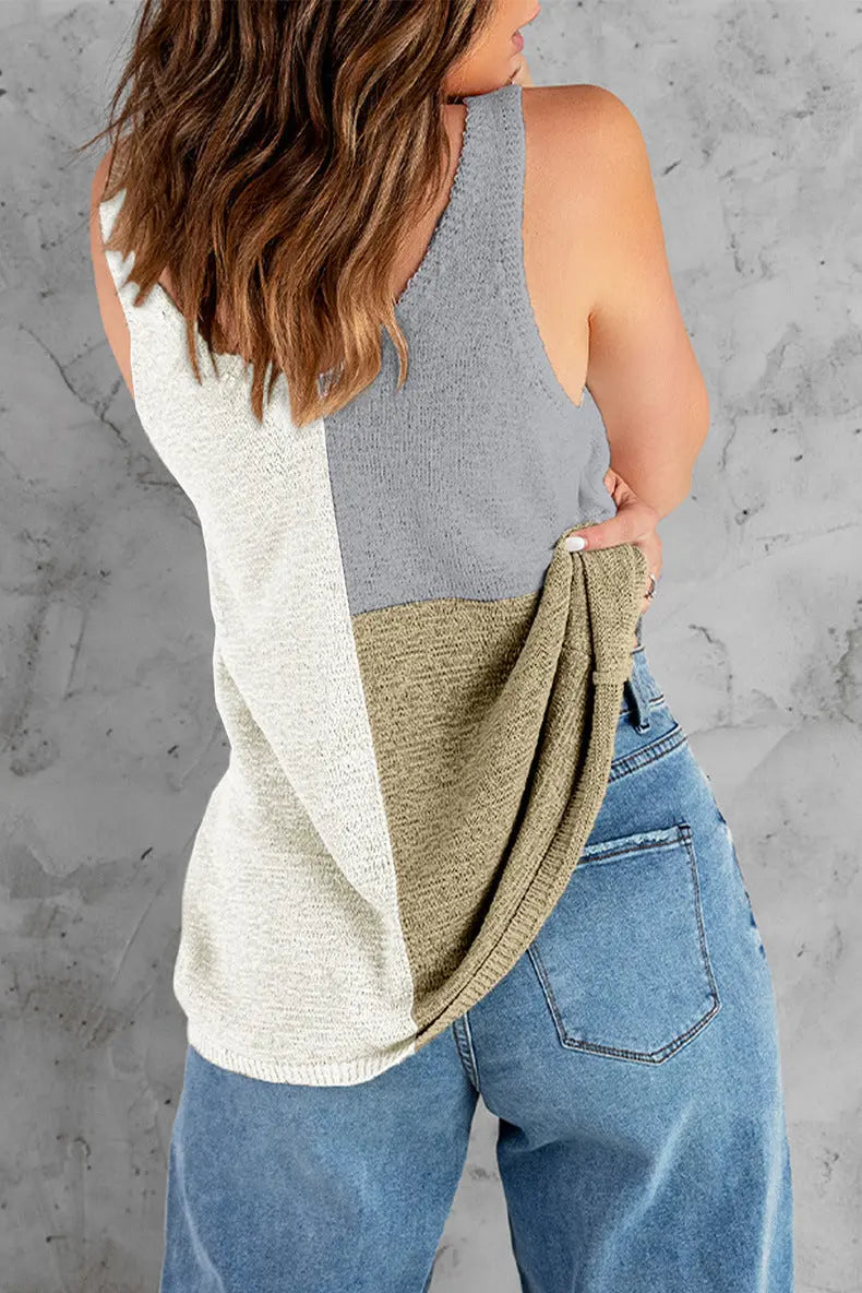 Color Block Sweater Tank - Fashionpara