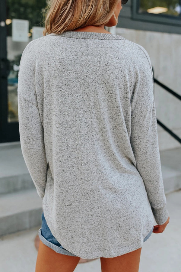 Soft Brushed V Neck Henley Top - Fashionpara