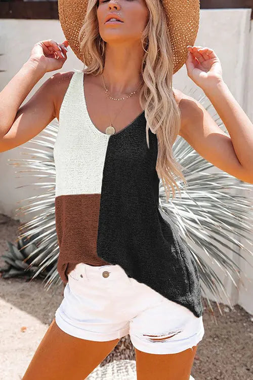 Color Block Sweater Tank - Fashionpara