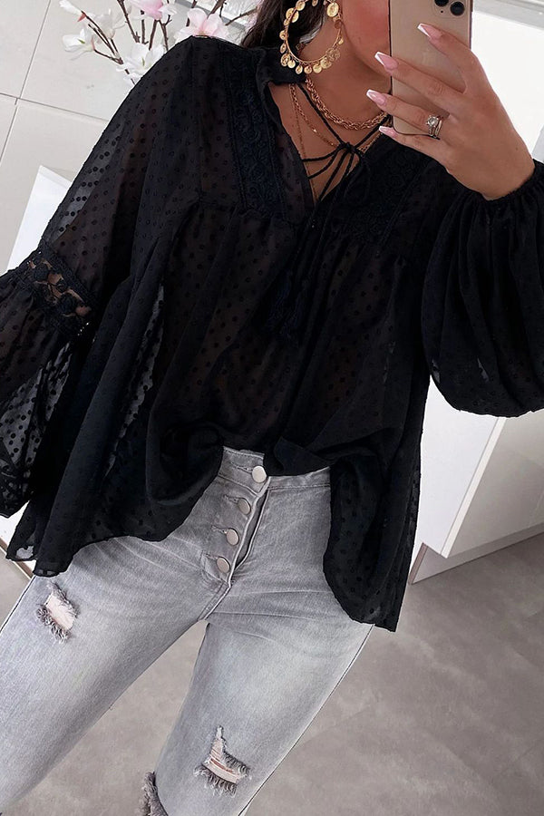 Swiss Dot Babydoll Top - Fashionpara