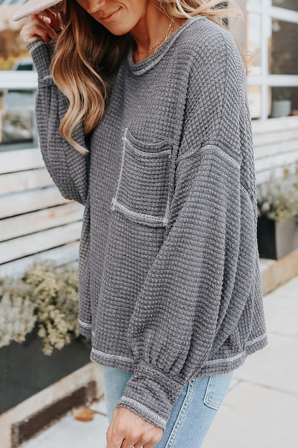 Finally Friday Waffle Knit Top - Fashionpara