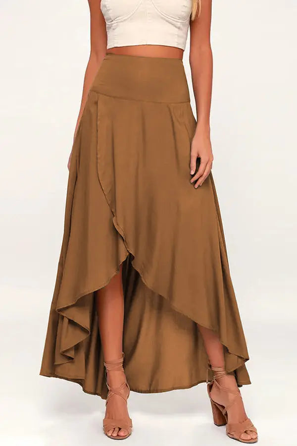 High Low Flare Shape Maxi Skirts - Fashionpara