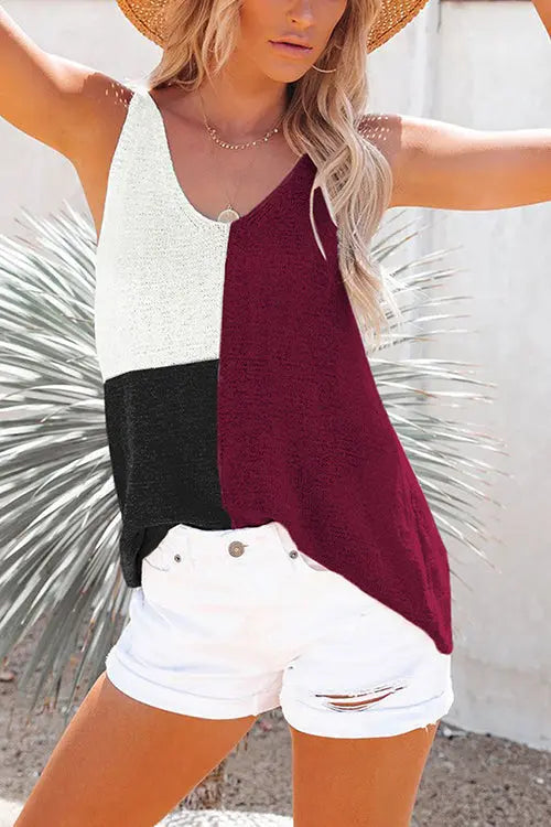 Color Block Sweater Tank - Fashionpara