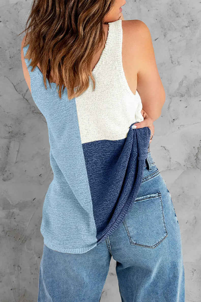Color Block Sweater Tank - Fashionpara