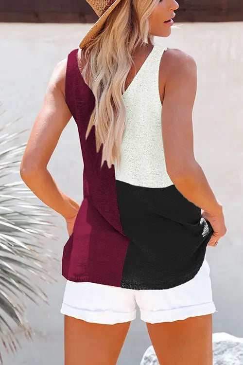 Color Block Sweater Tank - Fashionpara
