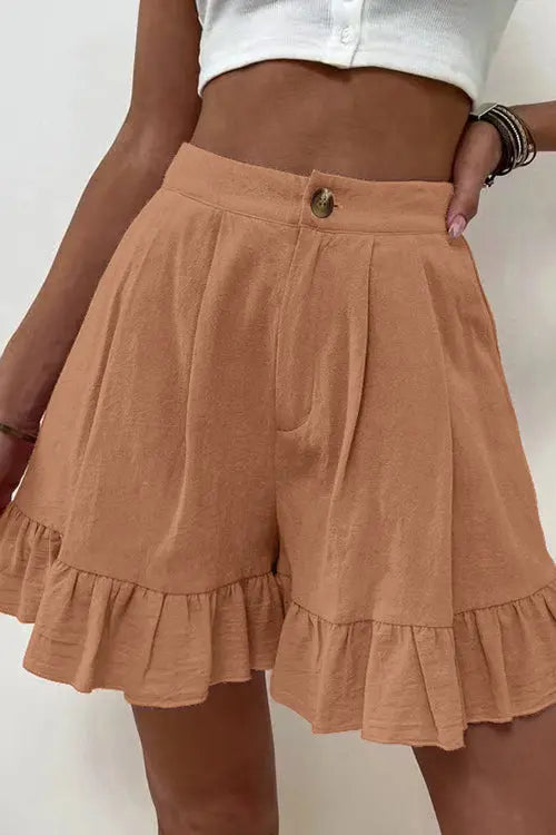 Button Flutter Hem Shorts - Fashionpara